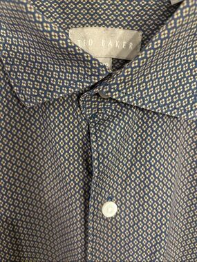 Ted Baker Geometric Print Shirt XL Navy Gold